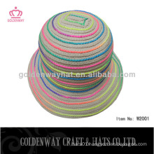 lady bucket hats paper straw colorful fashion design